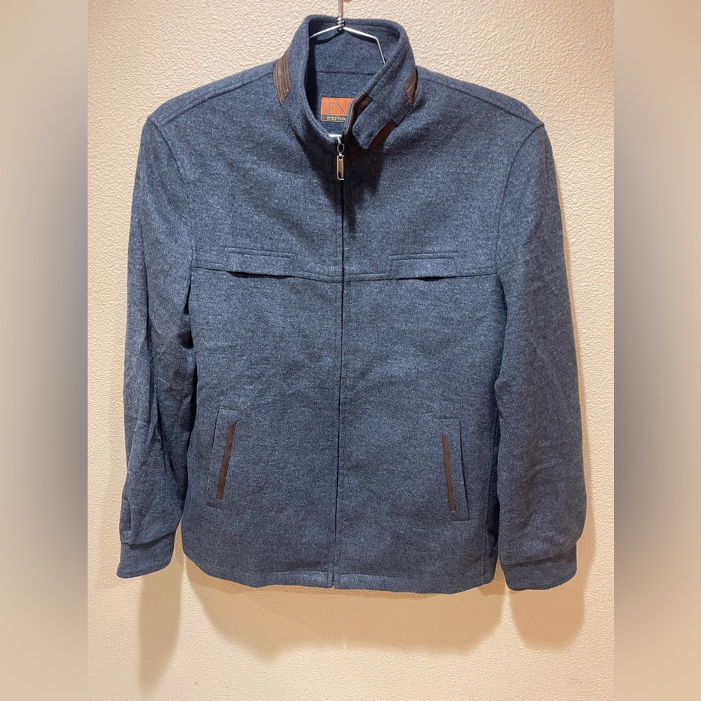 ENZO Tovare Men's  Button Peacoat  Wool Blend  Black Gray-Made In China Sz Small